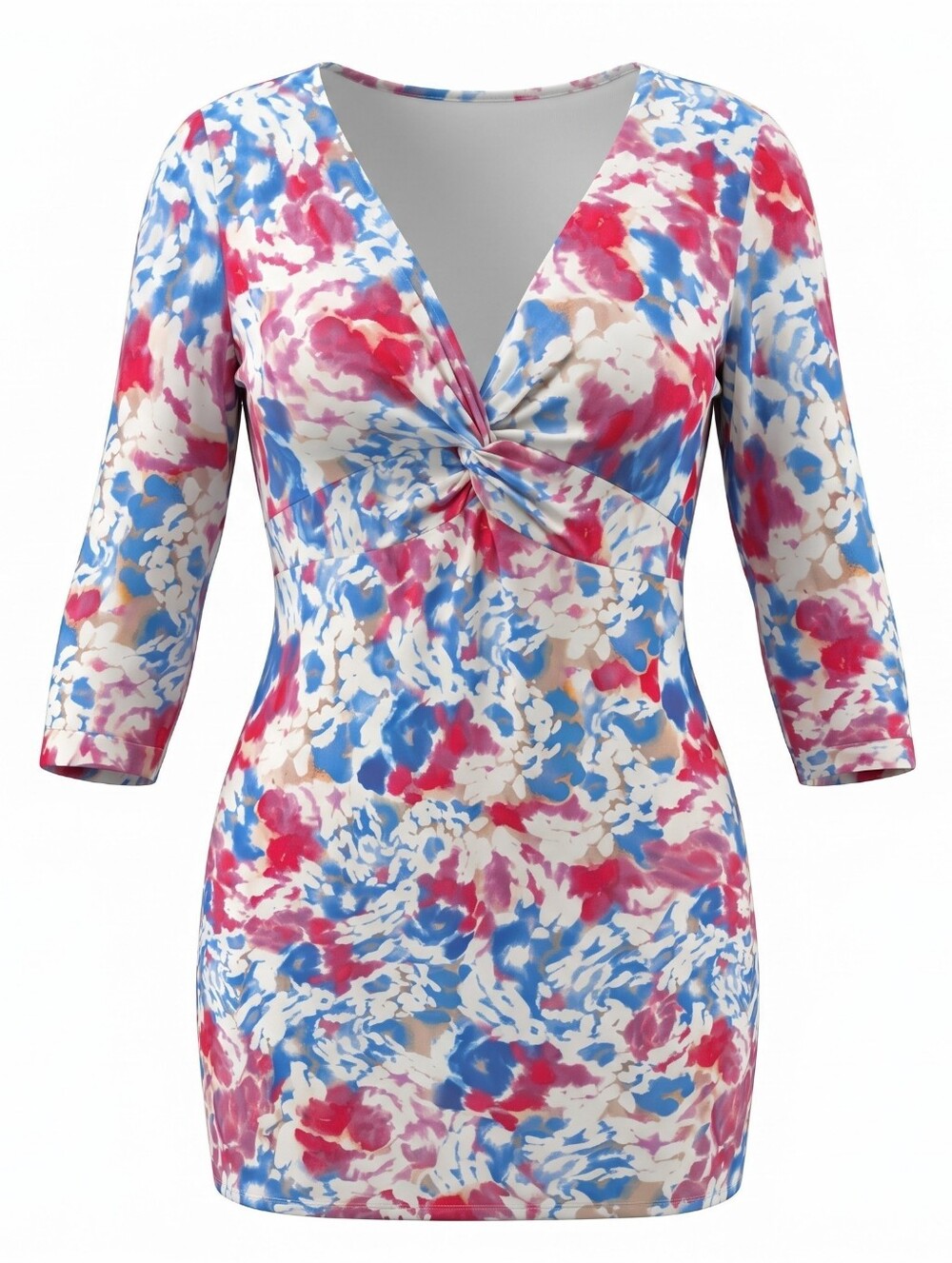Sunny Leigh Floral Wrap Dress in Blue, Pink, Red Size XL